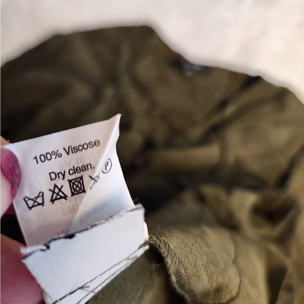 Madewell Olive Green Lace Up Shift Dress Boho T Shirt Mini Sz M Novella - Picture 12 of 14